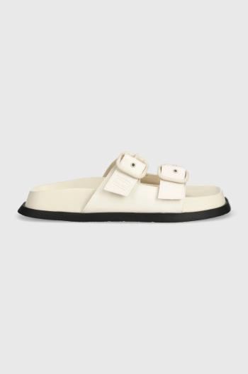 Pantofle Tommy Jeans FANCY SANDAL dámské, béžová barva, EN0EN02136