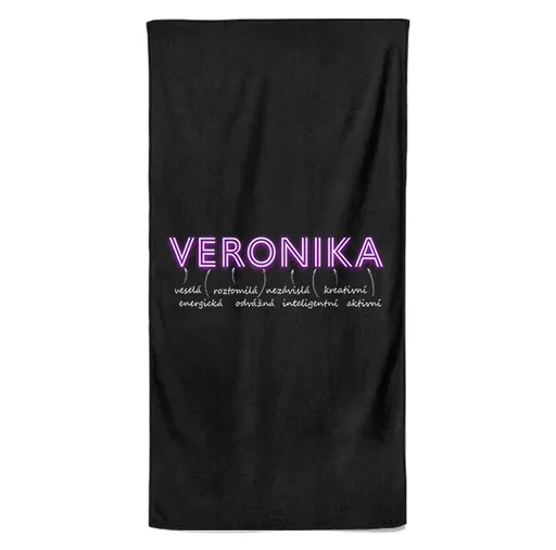 Osuška Ženská jména – NEON (Jméno: Veronika, Velikost osušky: 70x140cm)