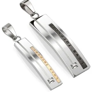 Sada přívěsků pro dvojici - známka s barevným pruhem a zirkonem