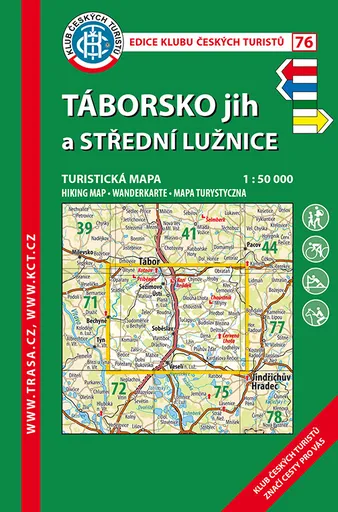 Táborsko jih, střední Lužnice /KČT 76 1:50T Turistická mapa