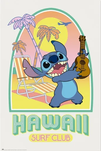 Plakát Stitch – Hawaii Club Surf