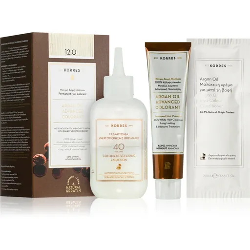 Korres Argan Oil permanentní barva na vlasy s arganovým olejem odstín 12.0 Special Blonde 50 ml
