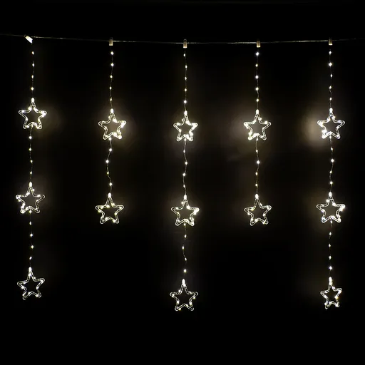 Světelný venkovní závěs Stars, 120x120cm, LED, teplá bílá, časovač, 8 funkcí, 120 cm