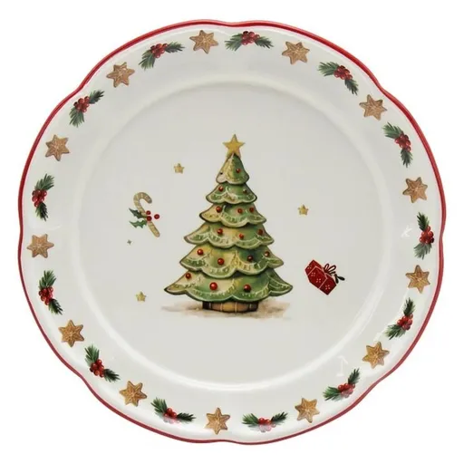 Keramický dezertní talířek se stromkem Chrissie - Ø 20,5*2 cm 280821