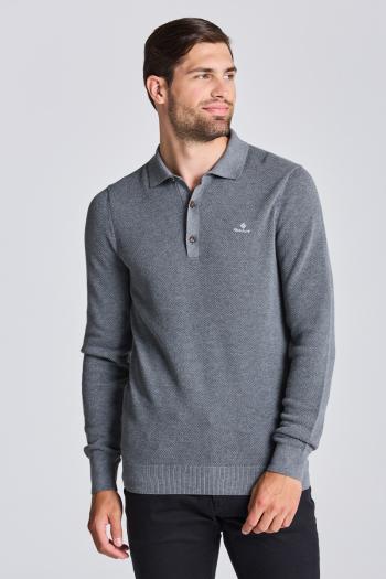 SVETR GANT D1. COTTON PIQUE POLO DARK GREY MELANGE