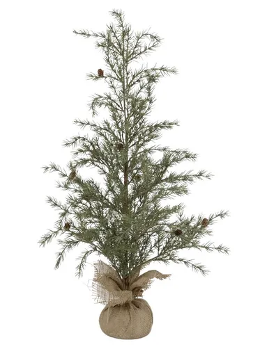 Zelený vánoční borovicový stromek v jutě a se šiškami Pine Tree - 90 cm Chic Antique