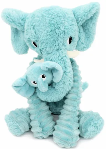 PTIPOTOS Plyšový slon Dimoitou modrý - máma s miminkem