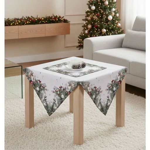 Ubrus vánoční, Vánoční větvičky a ozdoby pr. 150