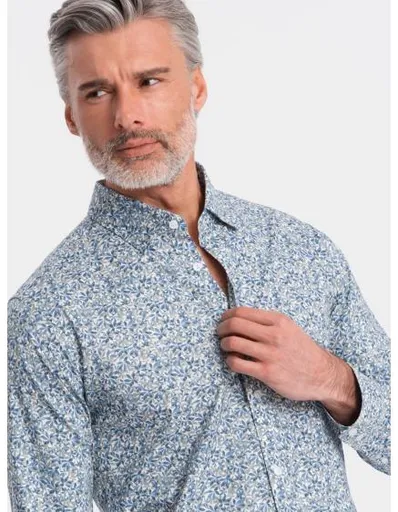 Pánská košile s potiskem SLIM FIT světle modrá