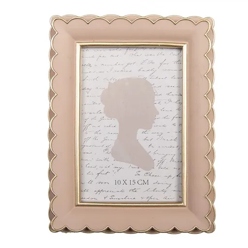 Růžový fotorámeček se zlatými vlnkami - 15*3*20 cm / 10*15 cm Clayre & Eef