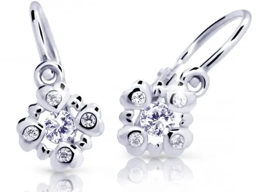 Cutie Jewellery Třpytivé dětské náušnice z bílého zlata C2253-10-X-2 bílá