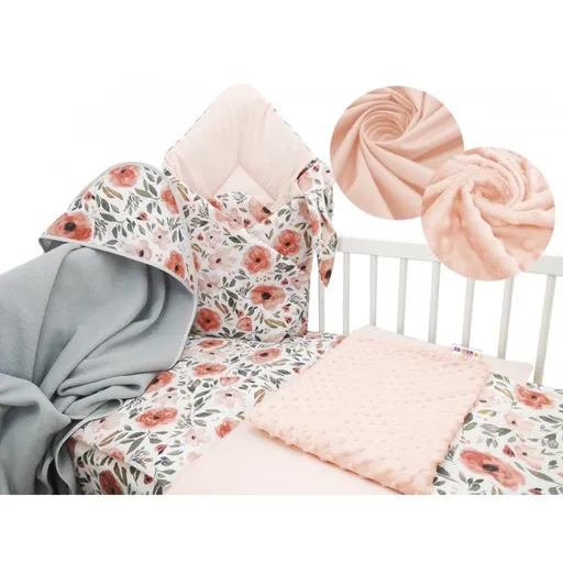 Baby Nellys 6-ti dílná výhodná sada s dárkem pro miminko, 120 x 90 cm - Begónie