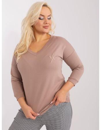 Dámská halenka plus size s výstřihem DIA tmavě béžová