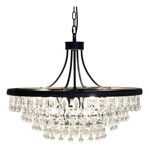 Černý antik lustr s kapkovitými krystaly Versailles - 90*59cm/ E14/ 40W Chic Antique