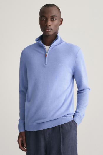 SVETR GANT EXTRAFINE MERINO WOOL HALF ZIP GENTLE BLUE