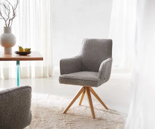 Otočná židle Heira-Flex s područkami dřevěná podnož hranatá