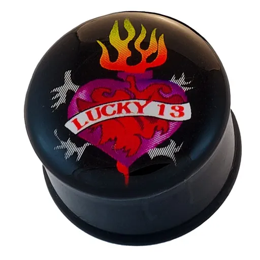 Piercing do ucha - rozvětvené srdce, nápis LUCKY 13 - Tloušťka piercingu: 10 mm