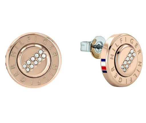 Tommy Hilfiger Bronzové ocelové náušnice pecky s krystaly 2780613