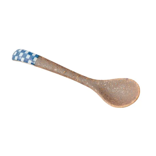 Jídelní lžíce CHECKERBOARD 12,5 cm, modrá, keramika, MIJ