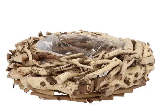 Přírodní květináč věnec z naplaveného dřeva Driflwood - Ø 45*12 cm 710425