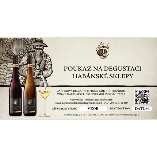 Zážitková degustace Habánské Sklepy pro 6 osob - tištěná poukázka