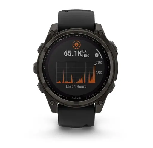 Garmin Fenix® 8 – 47 mm, Solar, Sapphire Sapphire, Carbon grey DLC titanium s Black/Gray silikonovým řemínkem 010-02906-11