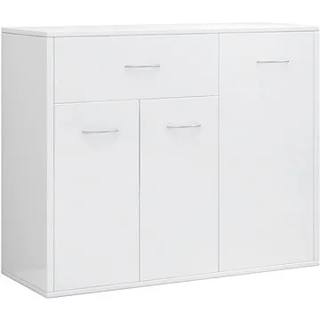 Příborník bílý s vysokým leskem 88 x 30 x 70 cm dřevotříska (800681)