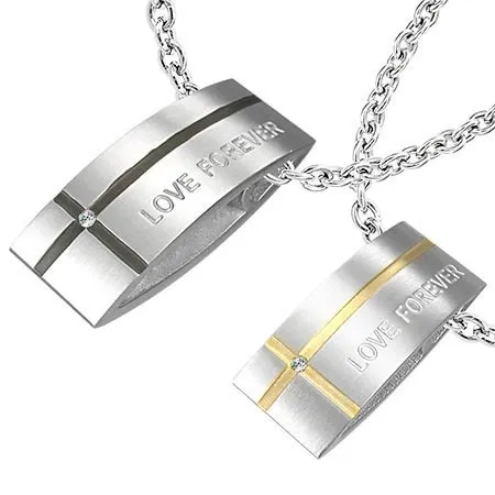 Přívěsek pro dva - obdélník, křížek, nápis