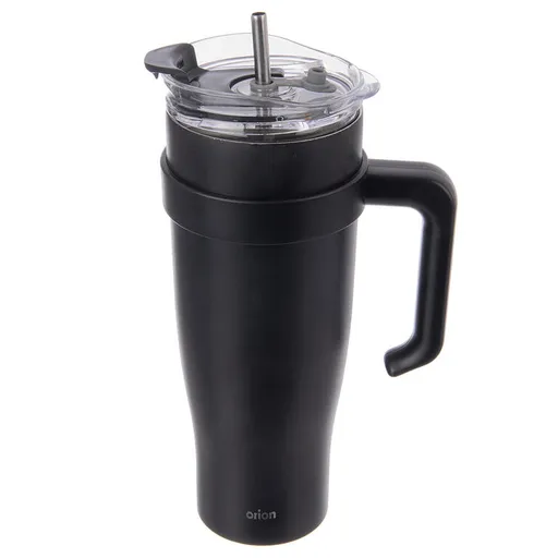 Nerezový termohrnek s brčkem TERMO 1,2 l, černý