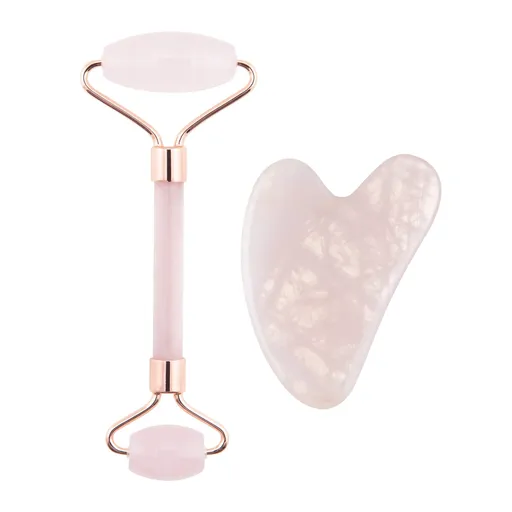 Palsar 7 Masážní váleček a destička Guasha růženín (Rose Quartz Jade Roller