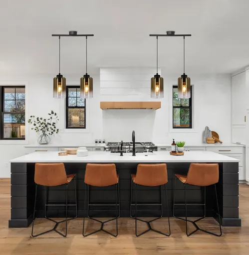 Závěsná lampa Aspra černá 2x60W E27 jantarové stínidlo