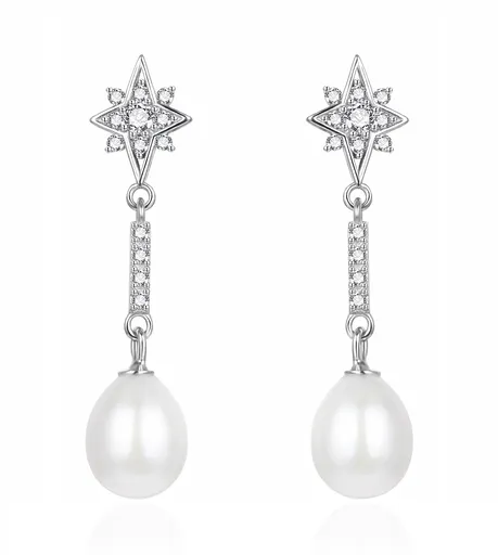 Agato Překrásné visací náušnice se zirkony a perlou AGT-E090PW-P