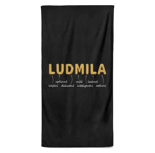 Osuška Ženská jména – GOLD (Jméno: Ludmila, Velikost osušky: 100x170cm)