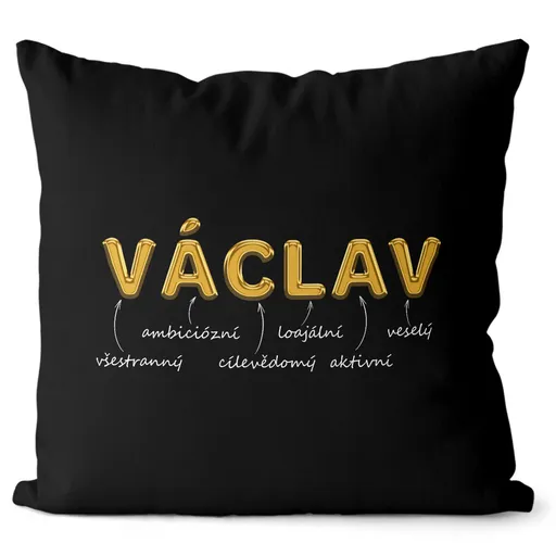 Polštář Mužská jména – GOLD (Velikost: 55 x 55 cm, Jméno: Václav)