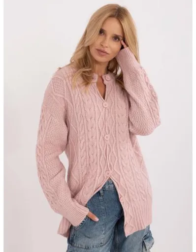 Dámský svetr s knoflíky světle růžový