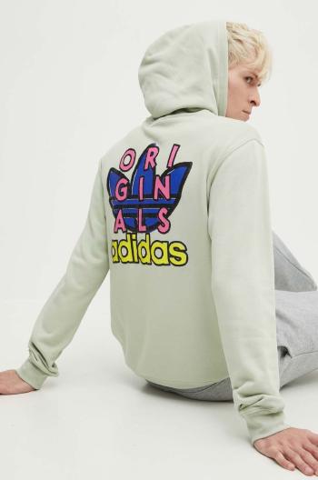 Bavlněná mikina adidas Originals Trefoil Hood 1 pánská, zelená barva, s kapucí, s potiskem, IM9681