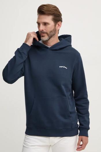 Bavlněná mikina Pepe Jeans SOMERTON pánská, tmavomodrá barva, s kapucí, s potiskem, PM582725