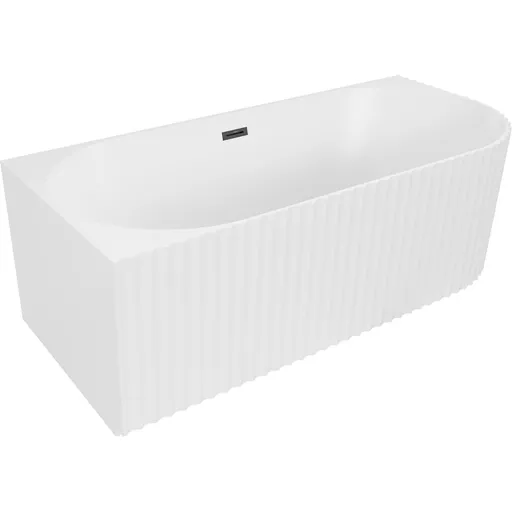 MEXEN/S Gia volně stojící rohová vana reliéf levá 170 x 80, bílá mat, sifon a přepad černá 52701708001L-70