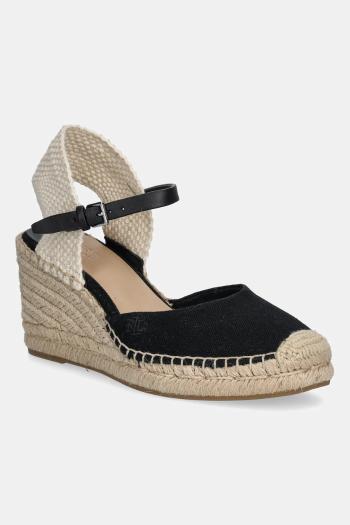 Espadrilky Lauren Ralph Lauren Robby čierna farba, na kline, 802961836001