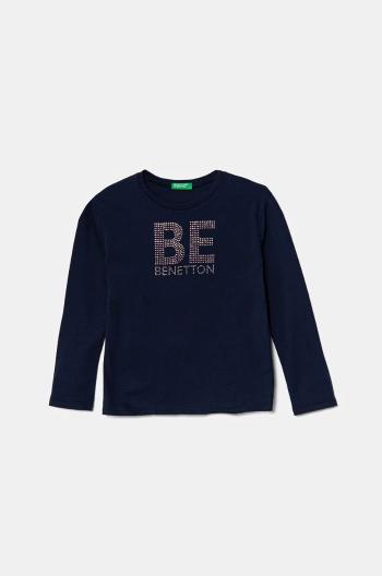 Dětské bavlněné tričko s dlouhým rukávem United Colors of Benetton tmavomodrá barva, 3I1XC10JS