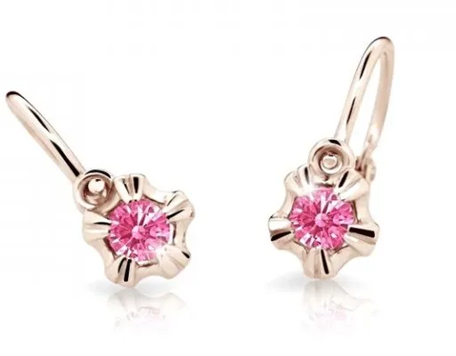 Cutie Jewellery Dětské náušnice z růžového zlata C2158-10-X-4 fuchsiová
