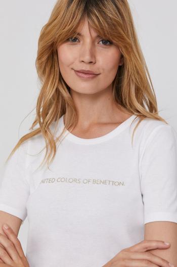 Bavlněné tričko United Colors of Benetton bílá barva