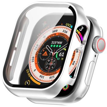 PC FULL COVER Plastový kryt so sklom pre Apple Watch 10 42mm strieborný