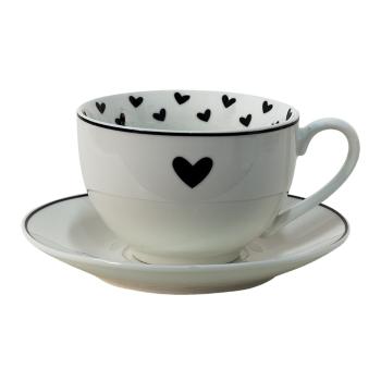 Porcelánový šálek s podšálkem se srdíčky Love Birds - 12*9*7 / Ø14*2 cm / 220 ml LBSHKS