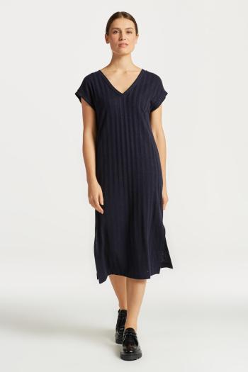 ŠATY GANT LINEN RIB SLEEVELESS V-NECK DRESS EVENING BLUE