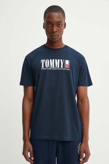 Tričko Tommy Jeans tmavomodrá barva, s potiskem, DM0DM18533