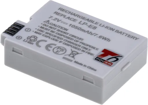 Baterie T6 power Canon LP-E8, 1050mAh, 7,6Wh, šedá