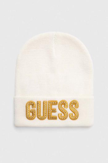 Dětska čepice Guess bílá barva, z tenké pleteniny