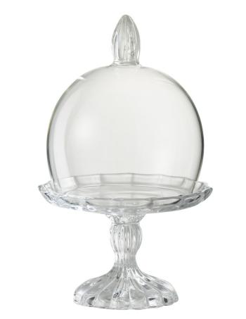 Transparentní skleněný podnos na noze s poklopem Bell Jar S - Ø 10*19cm 23281