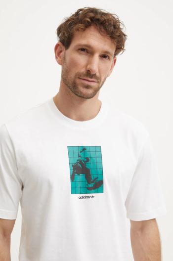 Bavlněné tričko adidas Originals GRFX Tee béžová barva, s aplikací, IZ4839